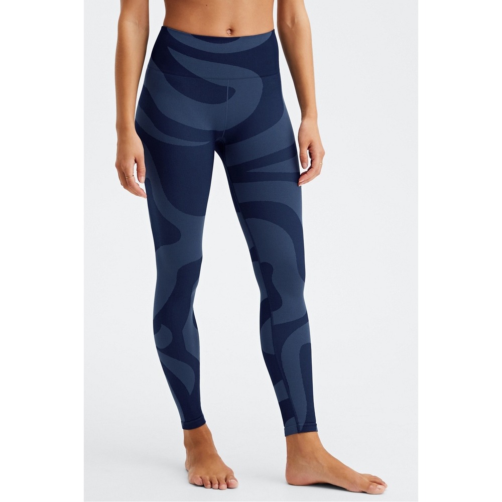 Fabletics Seamless‎ High-Waisted Swirl Legging Blue Abstract / Women's Small - Picture 2 of 6